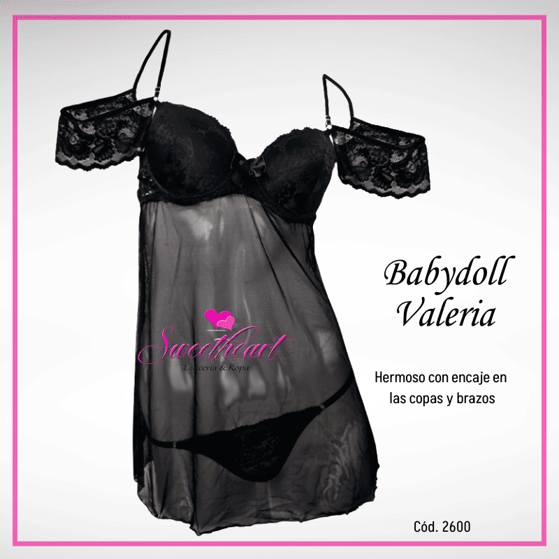 Babydoll Valeria Negro (Cód. 2600)