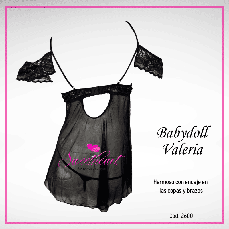 Babydoll Valeria Negro (Cód. 2600) - Imagen 2