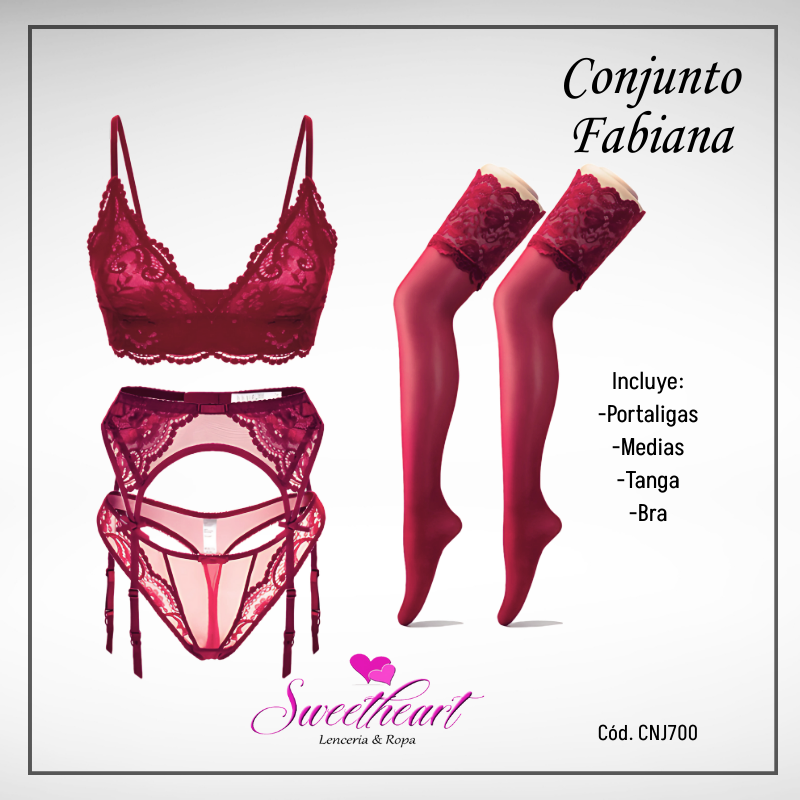 Conjunto Fabiana Rojo+ Medias de regalo (Cnj.700) - Imagen 4